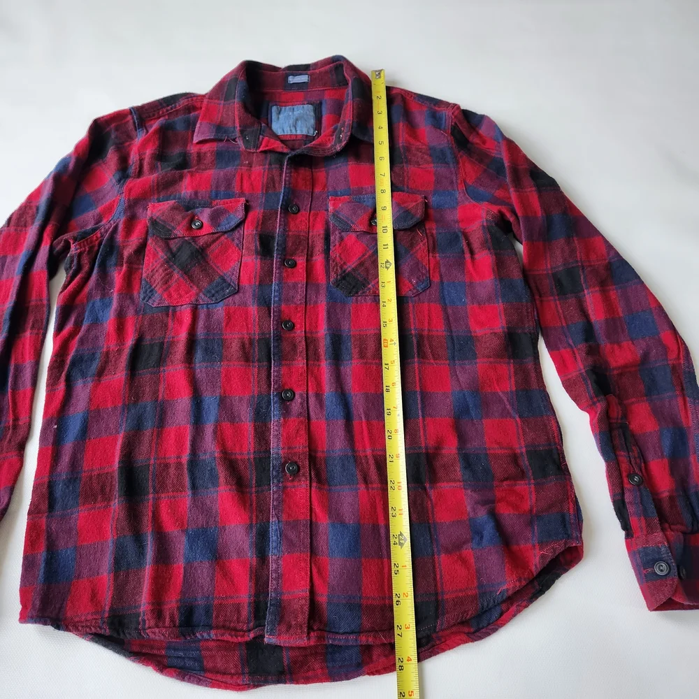 Bluenotes Womens Red/Navy Plaid Flannel Button Down Longsleeve Shirt - Picture 7 of 8